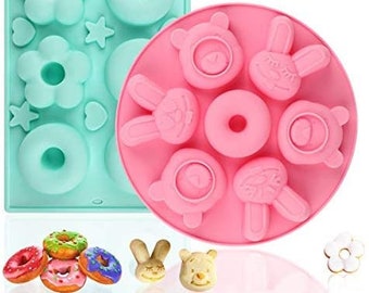 2pcs 3D Silicone cake Mould Tray 3D silicone cake tray Flower Silicone Bear Donut Star Silicone Mould 3D Silicone Fondant mould  Tray