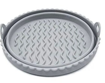 Bandeja de silicona para hornear de 2 piezas de 8,3 pulgadas, redonda, reutilizable y plegable, para horno microondas, freidora de aire y microondas.