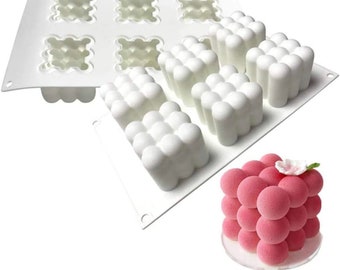 6 Cavity 3D Silicone Rubik's Cube Bubble Mould for Cake Chocolate Jelly Candle Soap