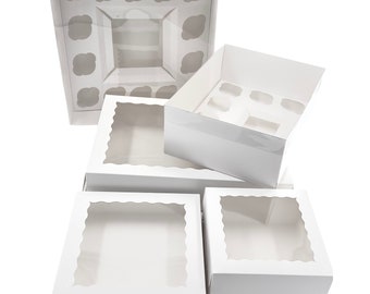 White Cake Boxes Cupcake Box Bento Cake Boxes With Window Lid For Birthday Weddings Party Halloween Christmas XXL Cake Boxes with Window Lid