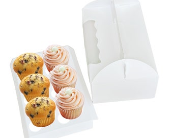 10 Scatole Cupcake Con Finestra - Porta Muffin Da 12 Fori In Cartone