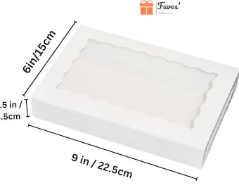 9-inch Window Cookie Boxes White Bakery GiftBox with Clear Lid,  9x6x5inch 22.5x15x3.5cm GiftBox for wedding gifts Birthday Christmas
