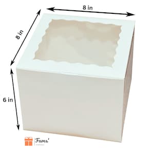 8 inch Cake Box 6 inch deep Cake Box 8x8x6in Clear PVC Window Birthday Party Wedding All Occasion