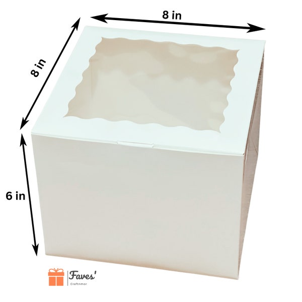 8 inch Cake Box 6 inch deep Cake Box 8x8x6in Clear PVC Window Birthday Party Wedding All Occasion