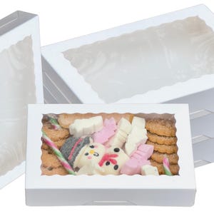 9-inch Koekjesdoos met venster Witte Bakkerijdoos Gebaksdoos 9 x 6 x 5 inch 22,5 x 15 x 3,5 cm Geschenkdoos voor huwelijkscadeaus Verjaardag Kerst