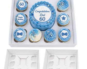 9 Hole Bento Cake Box with Clear Lid for 8 Cupcakes, 1 Cake – Gift Packaging