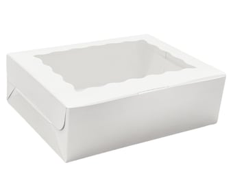 8 inch White Cookie Boxes With Window Party Favour Boxes Pastry Gift Box For Wedding Christmas Birthday (8x6x2.5inch / 20.25x15x4.25cm.)