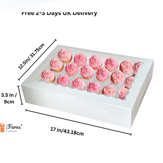 Boîtes à Cupcakes Avec Fenêtre - Lot De 2, Blanc, 16x9x7,5 Cm - Idéal Anniversaire, Mariage, Cadeaux Pâtisserie - 8