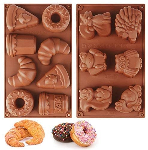 2Pcs Dinosaur Silicone Molds Food Grade Silicone Chocolate Molds, DIY QQ  Fudge Mold Non-Stick Candy Mold for Cupcake Decor