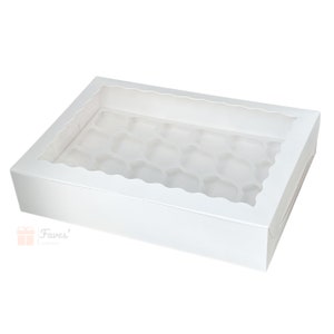 24 Gat Raam Cupcake Dozen Muffin Taart Witte Taartdoos met Verwijderbaar Inzetstuk Witte Feestartikelen Dozen Voor Bruiloft Verjaardag;