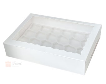 24 Hole Window Cupcake Boxes Muffin Cake White Cake Box with Removable Insert White Party Favour Boxes For Wedding Birthday