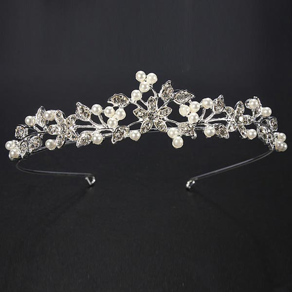 Diadem mit Perlen und Swarovski®-Element-Kristallen