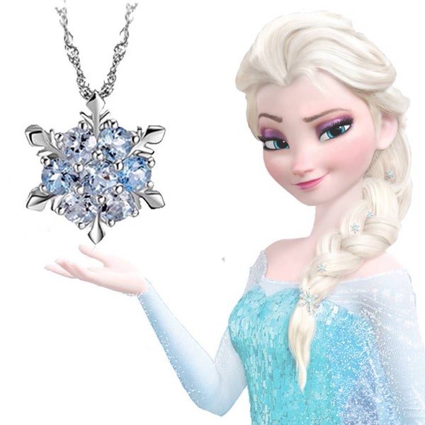 925er Echt Silber (gestempelt) Eiskristall Frozen Elsa Halskette mit Swarovski®-Element