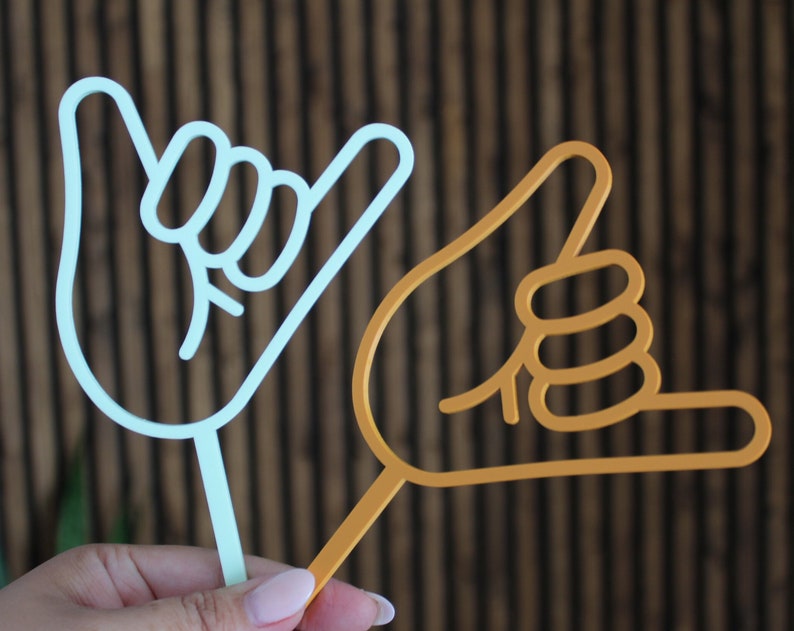 Shaka Hang Loose Surfer Sign Surf Beach Baby Shower Theme Surfboard Cake Topper Summer Tropical Party Custom Baby Shower Cake
