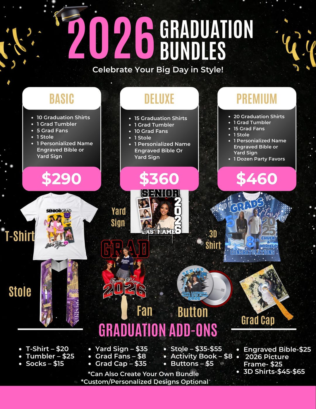 Graduation Bundle Graduation Bundle/senior Bundle/t-shirt and Custom Fan Bundle - Etsy