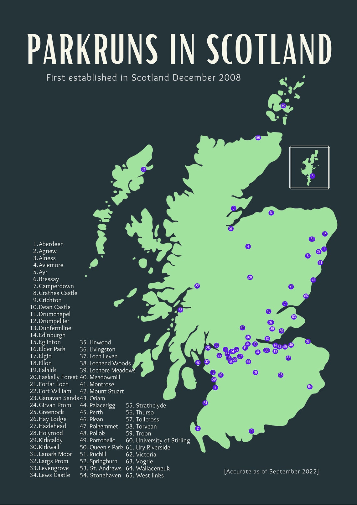 Parkruns in scotland map etsy uk