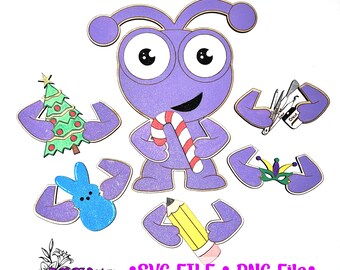 Auswechselbare Saisonale Cricut Cutie Holiday Extras add on SVG PNG Cut Dateien - Glowforge Cut File Holz Laser cutting