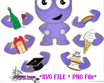 Auswechselbare Saisonale Cricut Cutie Let's Celebrate Add on SVG PNG Cut Dateien - Glowforge Plotterdatei Holz Lasercut