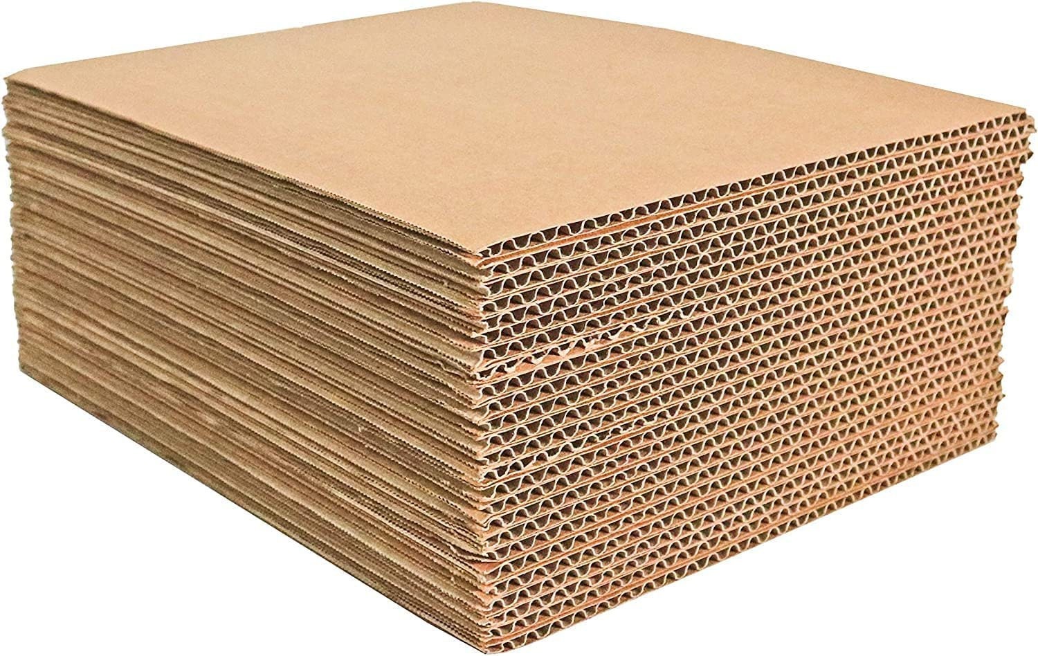 JAPCHET 100 Pack 9 x 6 inch Brown Corrugated Cardboard Sheets, Flat Corrugated Cardboard Filler Insert Sheet Pads Squares Bulk, for Packing, Mailing