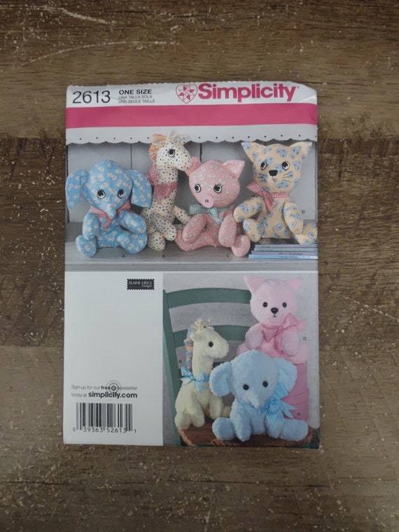 Simplicity Pattern 2613 Stuffed Animals - Etsy