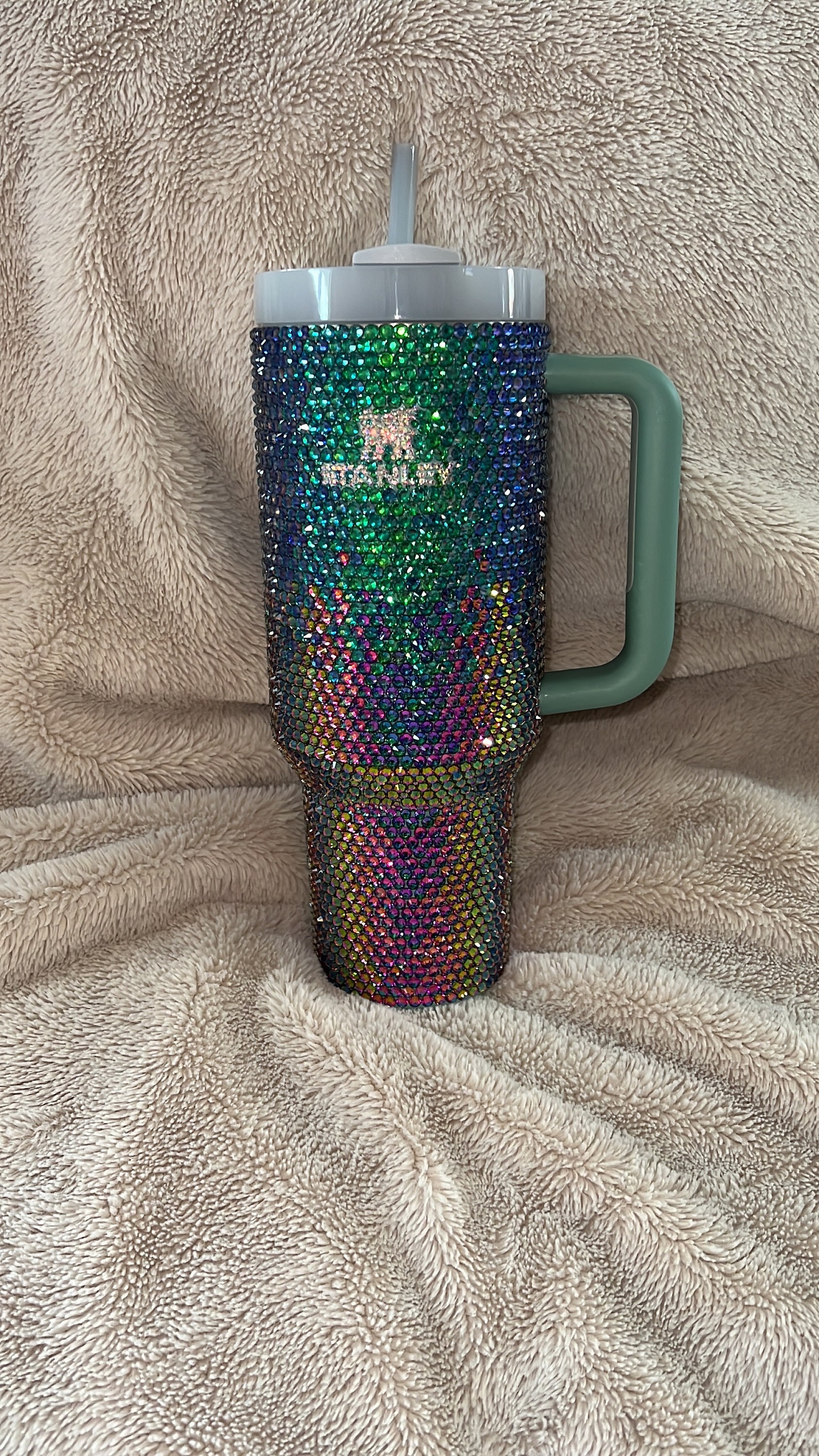 Custom Stanley Bling Rhinestone 30 or 40 Oz Cup With Handle Black and  Silver Bezaddled Glass Rhinestones Authentic Stanley Cup 