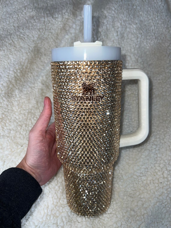 Custom Stanley Bling Rhinestone 30 or 40 Oz Cup With Handle Black and  Silver Bezaddled Glass Rhinestones Authentic Stanley Cup 