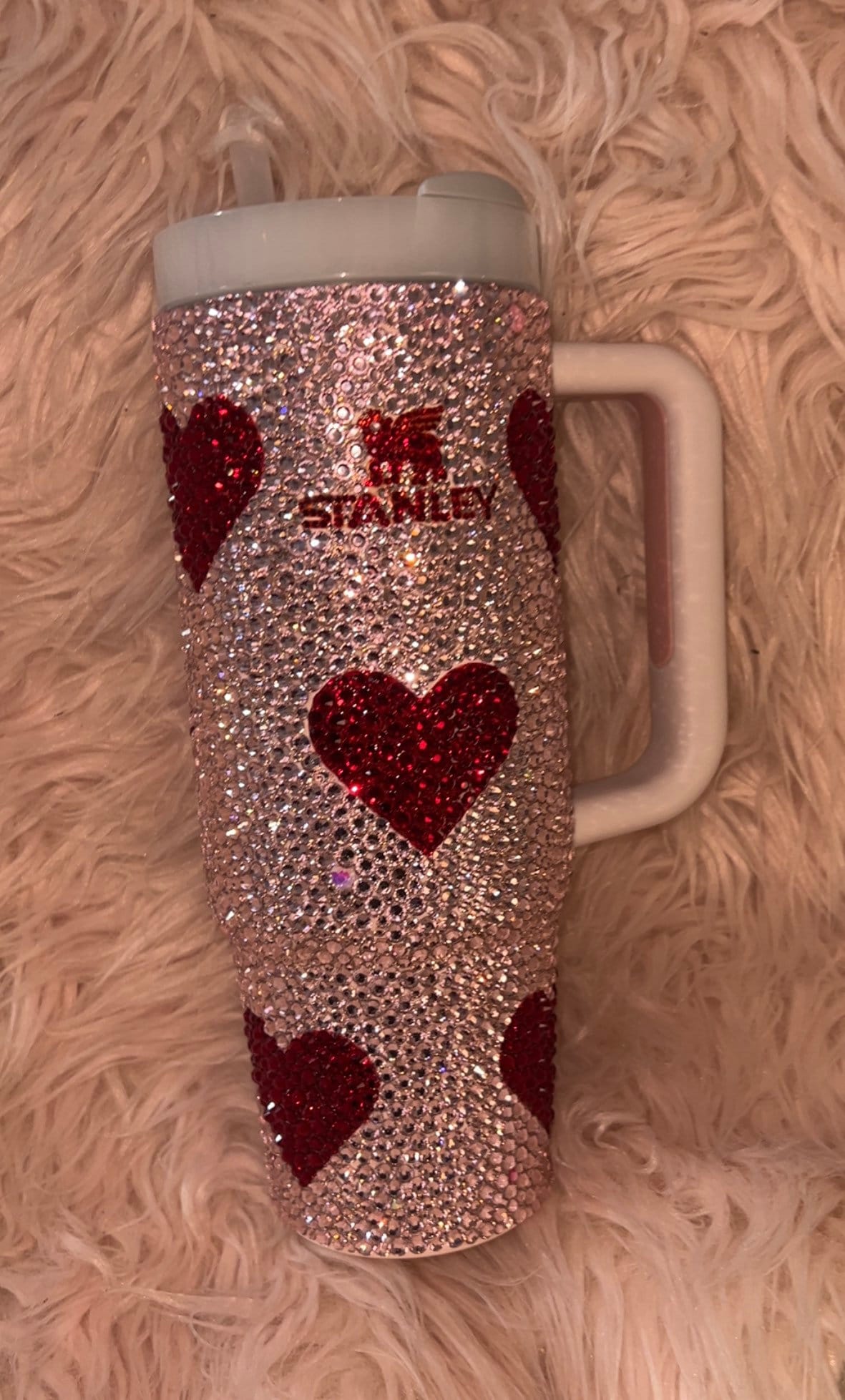 Bedazzled Stickers for Stanley Water Bottle Tumbler Cup,Bling Sticker  Accessories for Stanley Dupe with Handle 10Packs(Rose Red)