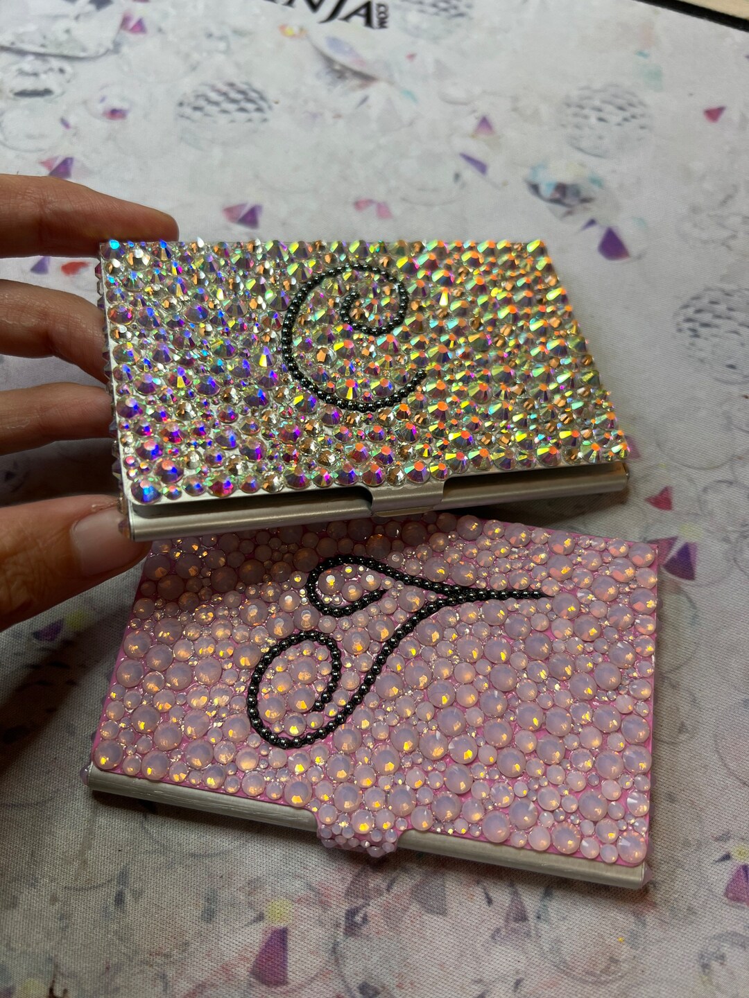 Rhinestone Business Card Holder Etsy