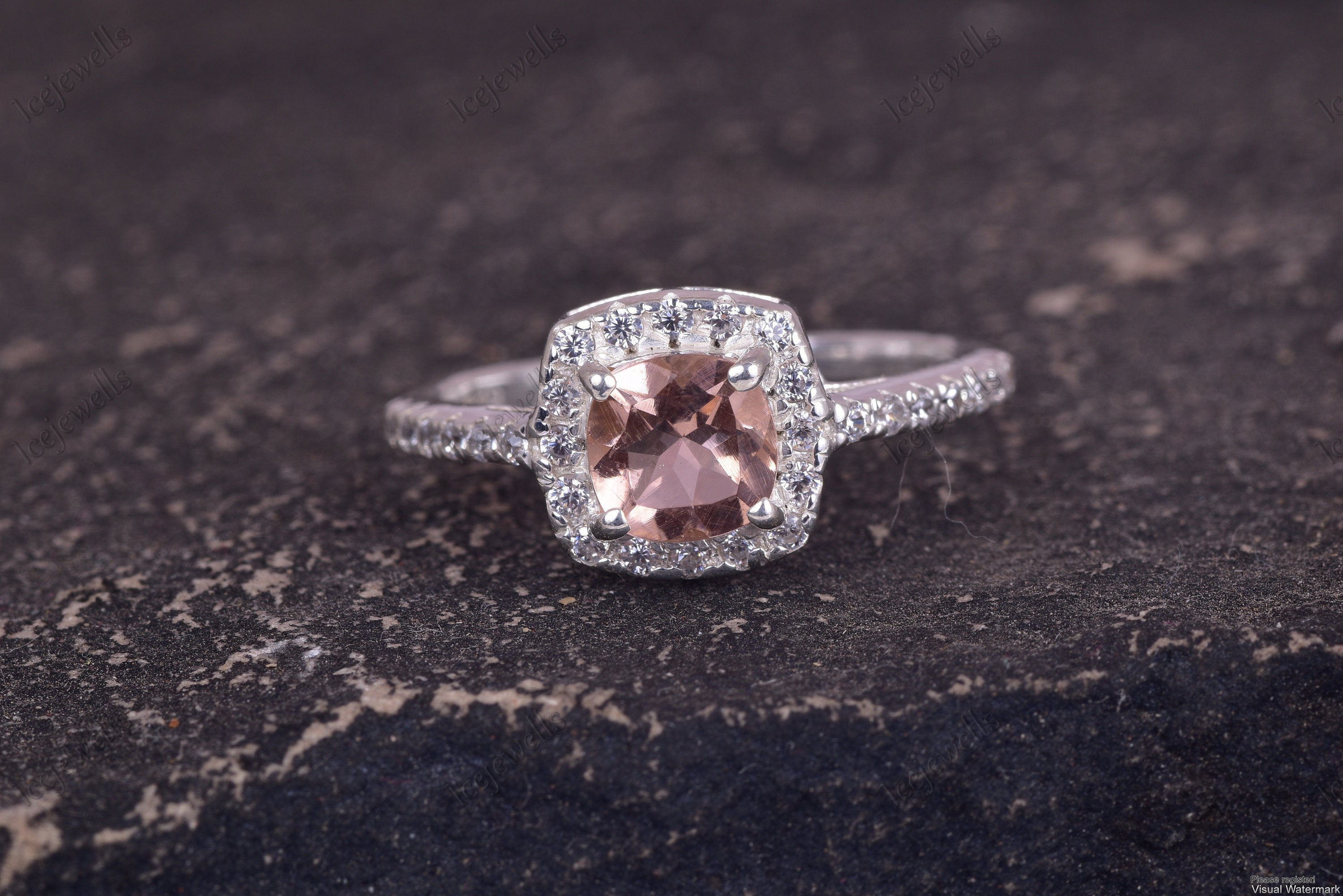 Pink Diamond Ring, Simple Solitaire Engagement Ring, 3 Carats Cushion Cut  Fancy Pink Diamond Simulant Ring, Pastel Pink Diamond Promise Ring 