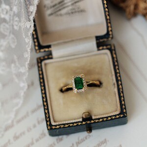 18k Gold Vintage Emerald Zirconium Diamond Ring 925 Sterling - Etsy