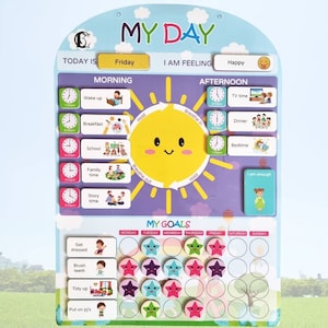 Children's Magnetic Daily Routine Chart/Goals chart, Mindfulness chart, Toddler chart, Reward chart, Autism visual support, Planner, Chores