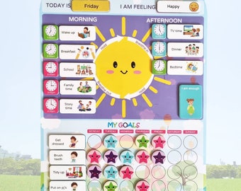 Children's Magnetic Daily Routine Chart/Goals chart, Mindfulness chart, Toddler chart, Reward chart, Autism visual support, Planner, Chores