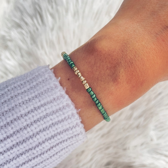 Bracelet, friendship bracelet, green, adjustable in length