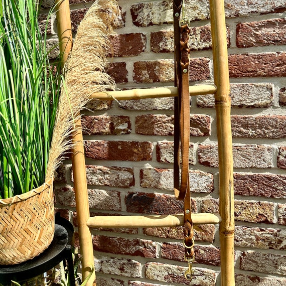 YELL OH BELLO leather dog leash, cognac/brown, 2-way adjustable