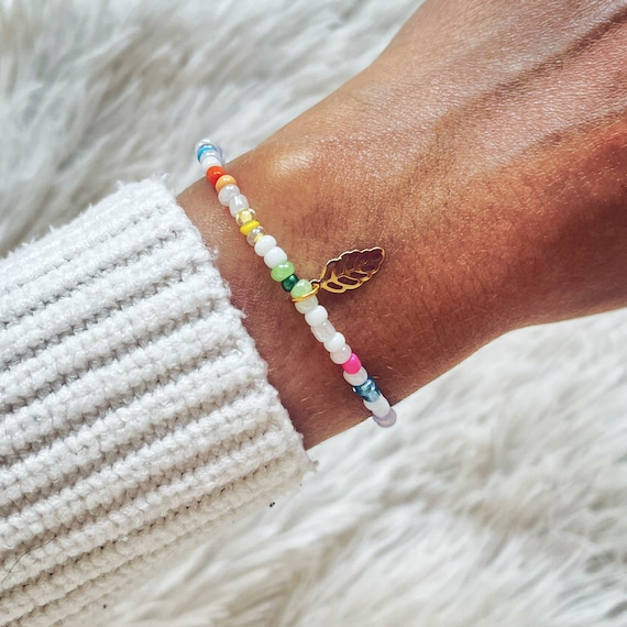 Bracelet, friendship bracelet, confetti, adjustable in length, with pendant