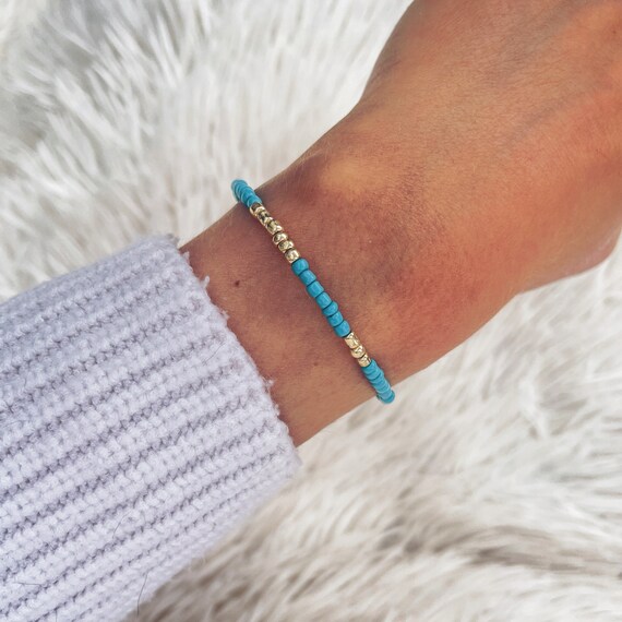 Bracelet, friendship bracelet, turquoise, adjustable in length