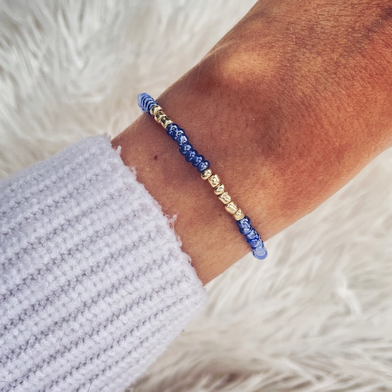 Bracelet, friendship bracelet, blue, adjustable in length
