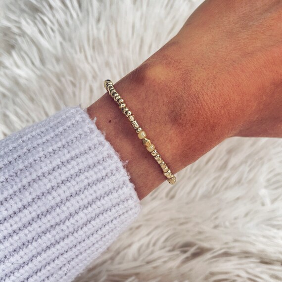 Fashion bracelet, friendship bracelet, gold-yellow, adjustable in length