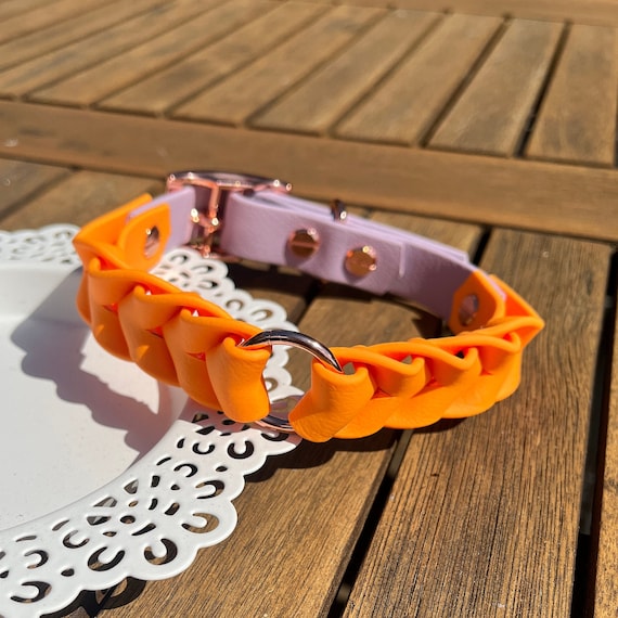 YELLoBELLO dog collar made of Biothane (leather substitute), in various sizes, orange/lilac