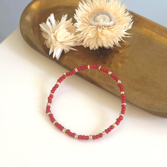 Bracelet wine red, elastic