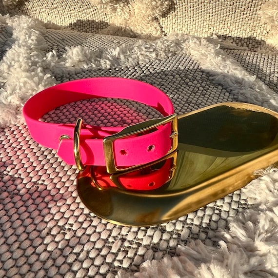 YELLoBELLO Classic dog collar made of Biothane (leather substitute), pink, pattern