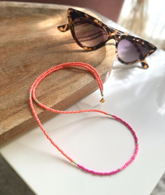 Glasses chain orange/pink