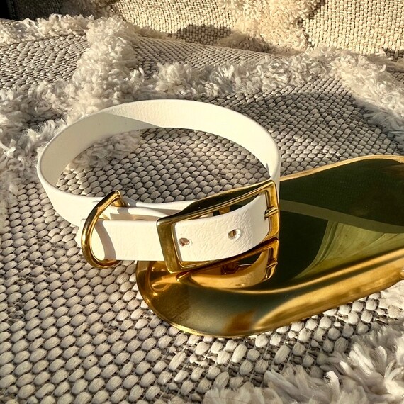 YELLoBELLO Classic dog collar made of Biothane (leather substitute), white, pattern