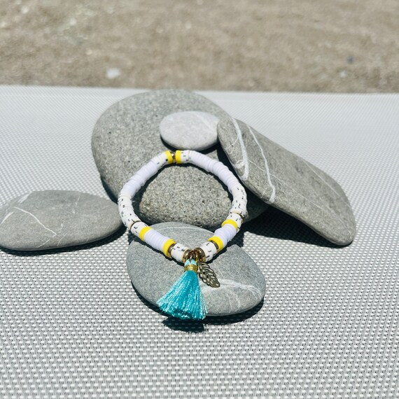 Katsuki/Heishi tassel bracelet