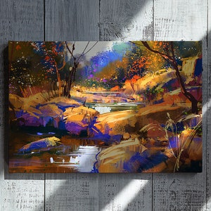 Abstract Nature Scene Spring Brook Wall Art Print Canvas Gallery Wrap