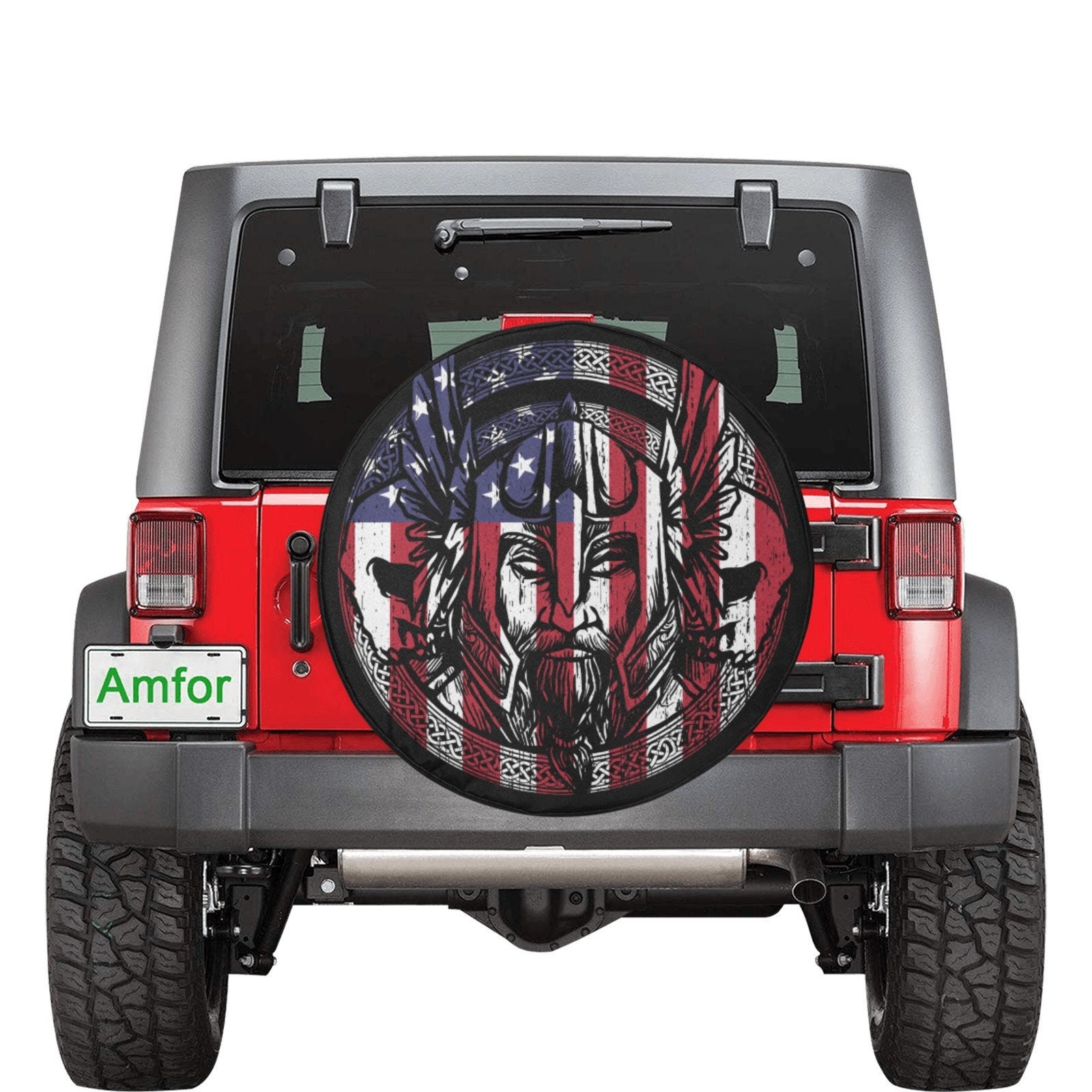 Jeep Tire Cover for Spare Tire Black Jeep of The Family Waving American