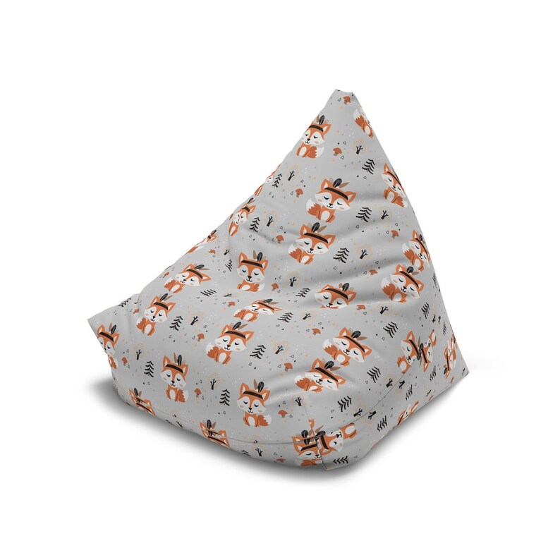 Cute Scandinavian Fox Bean Bag Chair Cover, Animal Print Bean Bag Chair