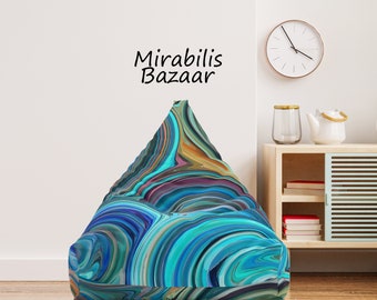 Blue Stone Bean Bag Chair Cover, Abstract Modern Bean Bag Chair Cover