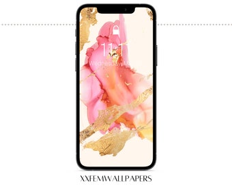 iPhone Wallpaper, Watercolor Marble Wallpaper, Pink Phone Background, Digital Wallpaper, Aesthetic Cell Phone Wallpaper, Wallpaper iPhone