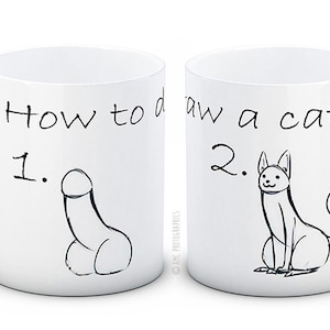 How to Draw a Cat - Funny Ceramic Coffee Mug - Great Secret Santa Gift!